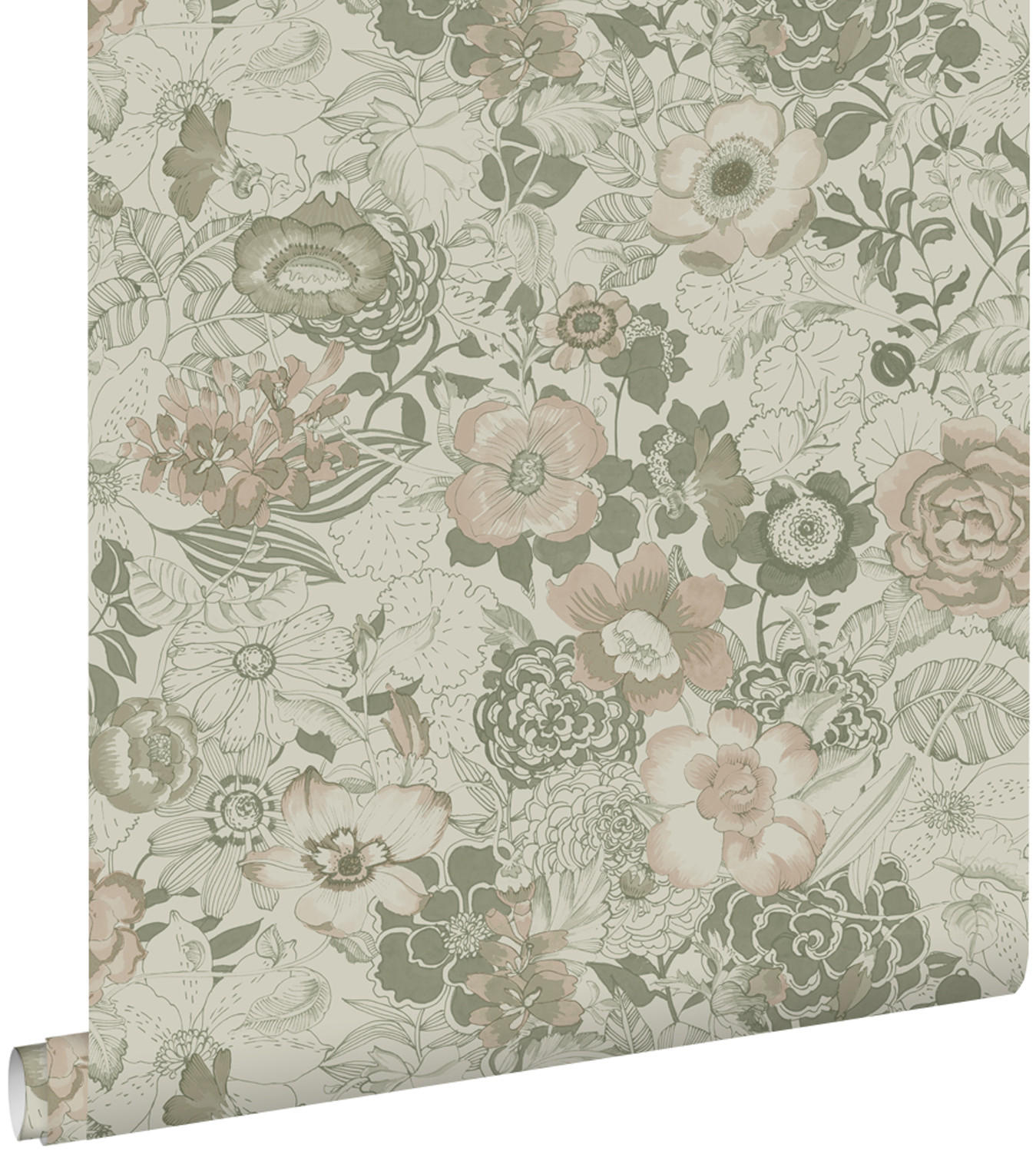 TAPETE Blumenmuster 50 x 900 cm - Grün, Papier (50/900cm) - ESTAhome
