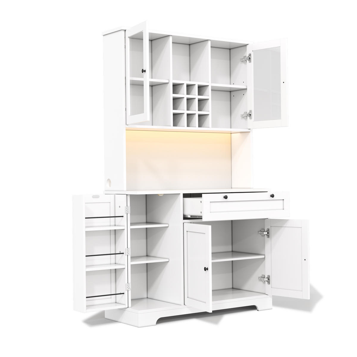BUFFET 105/40/180 cm Weiß aus MDF mit LED und Steckdose - Weiß, Holzwerkstoff (105/180/40cm) - OKWISH