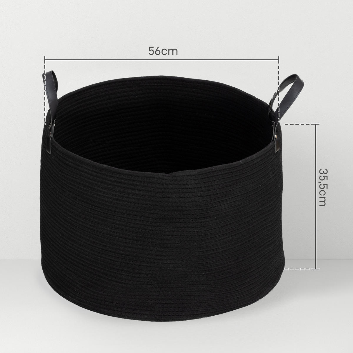 WÄSCHEKORB 88L Klappbar Wäschesammler mit Griff, 56 x 56 x 35,5 cm, Schwarz - Schwarz, Textil (56/35.5/56cm) - HOMCOM