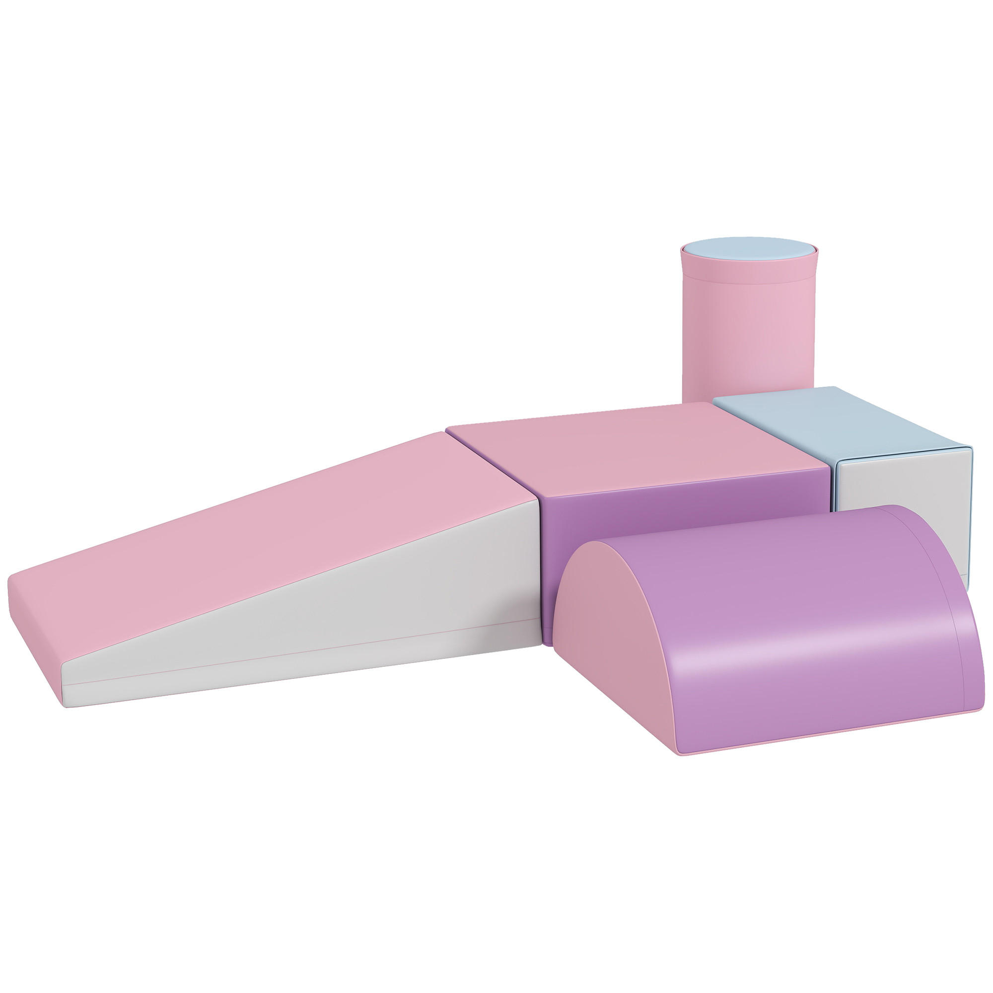 BAUSTEINSET 5er-Set Schaumstoff Bausteine Bauspielzeug für 1-3 Jahre alt Kinder - Pink, Kunststoff (40.6/20.3/40.6cm) - HOMCOM