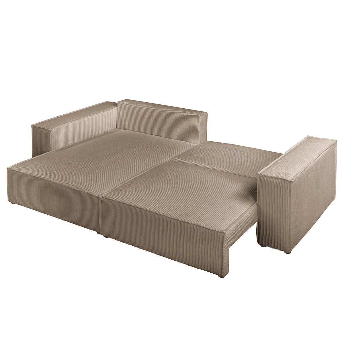 ECKSOFA mit Schlaffunktion - 255 cm - Schwarz/Cappuccino, Kunststoff/Textil (255/148cm) - home24