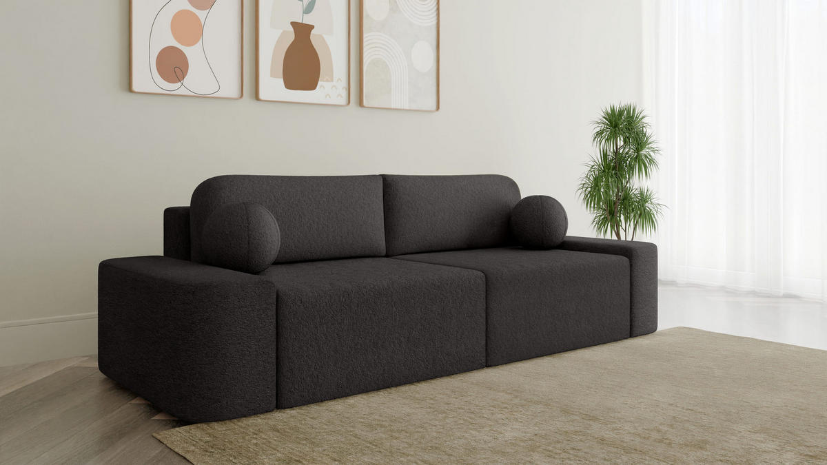 SOFA Lisbon - Schwarz (Arena 19) - Schwarz, Holzwerkstoff (268/85/110cm)
