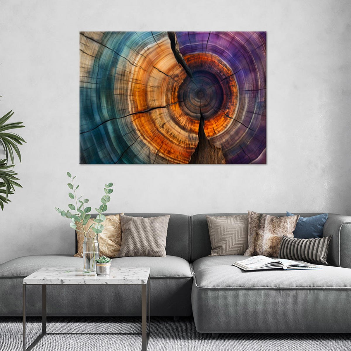 LEINWANDBILD Baumringe Abstraktion - Multicolor, Textil (120/80cm) - Feeby
