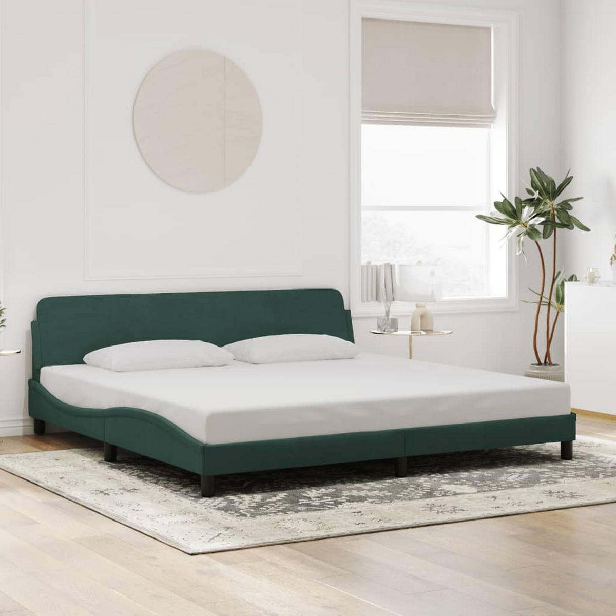 BETTGESTELL Dover Dunkelgrün 200x200 cm Samt - Grün, Textil - furnicato