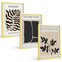 BILDER SET 3er Set - 40x60 cm Goldrahmen - Minimalistische Pflanzenposter - Goldfarben, Kunststoff (40/60cm) - TULUP