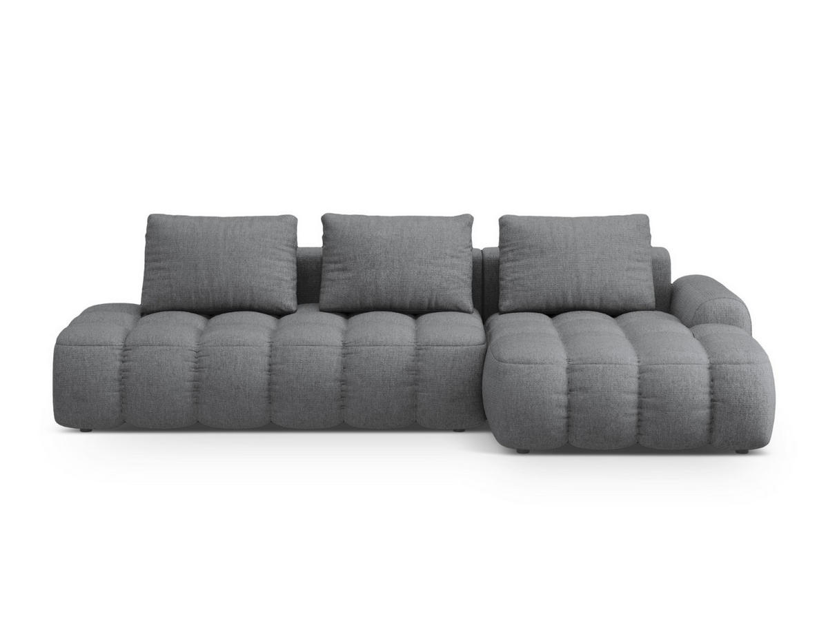 AUSKLAPPBARES-ECKSOFA rechts mit Container Linz aus strukturiertem Stoff grau 3 Sitzplätze - Grau, Textil (142/275cm) - Cosmopolitan Design