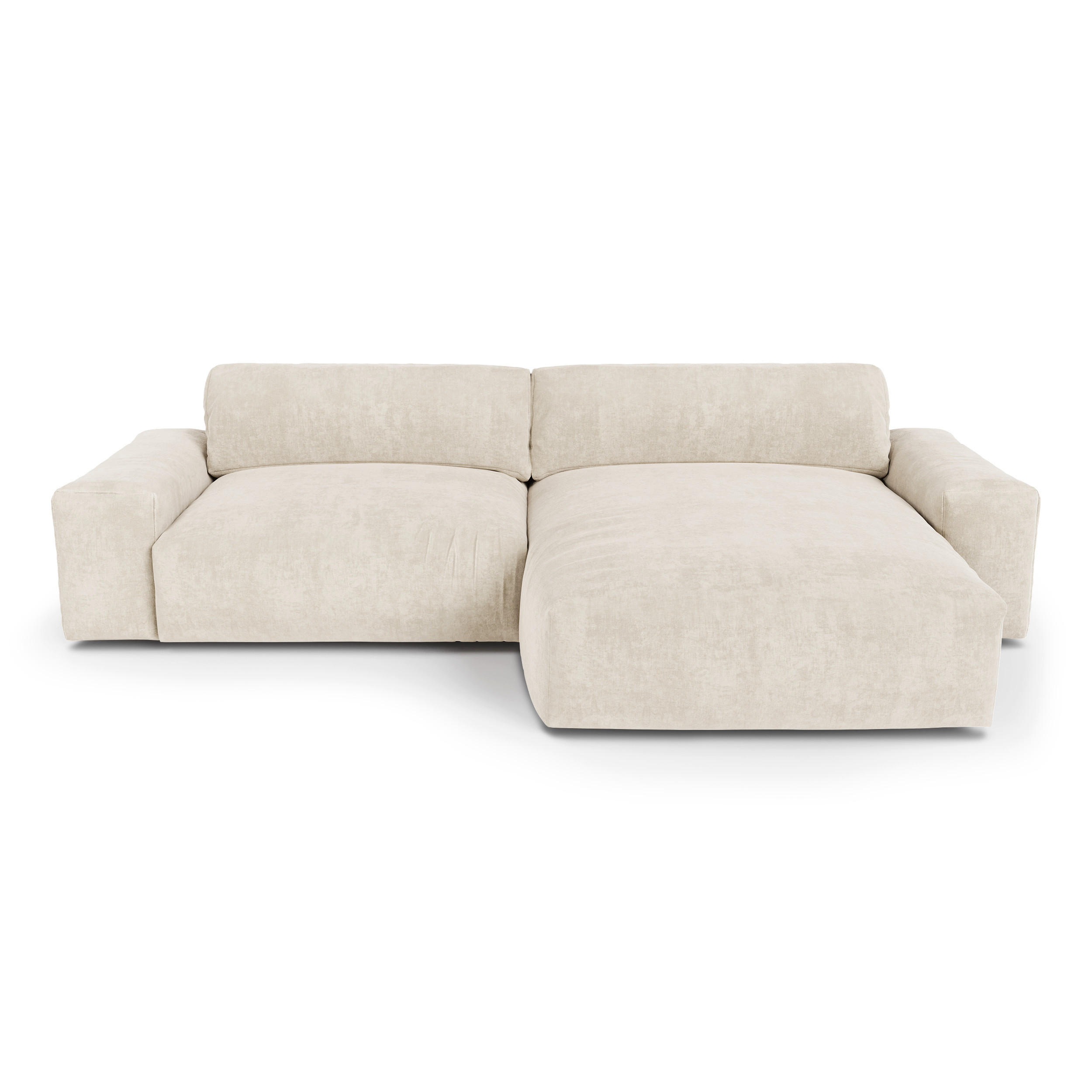 ECKSOFA RECHTS Samt Creme 310cm - Creme, Textil (310/174cm) - Sia Home