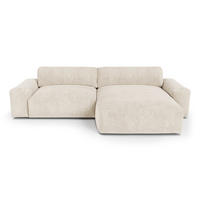 ECKSOFA RECHTS Samt Creme 310cm - Creme, Textil (310/174cm) - Sia Home
