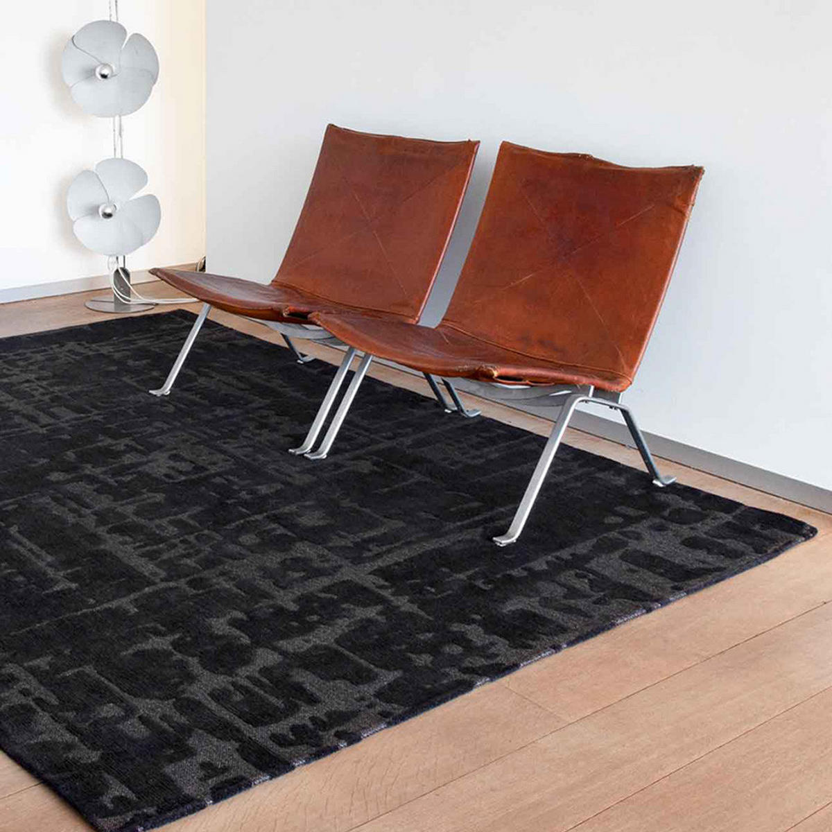 TEPPICH Black Water Structures Baobab 170/240 cm - Schwarz, Kunststoff/Textil (170/240cm) - Louis De Poortere