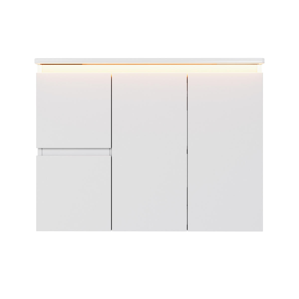WASCHTISCHKOMBI 76/47/57 cm Weiß mit LED-Radarsensorleuchte und 2 Schubladen, ohne Wasserhahn - Weiß, Holz/Holzwerkstoff (47/57/76cm) - Oxeza