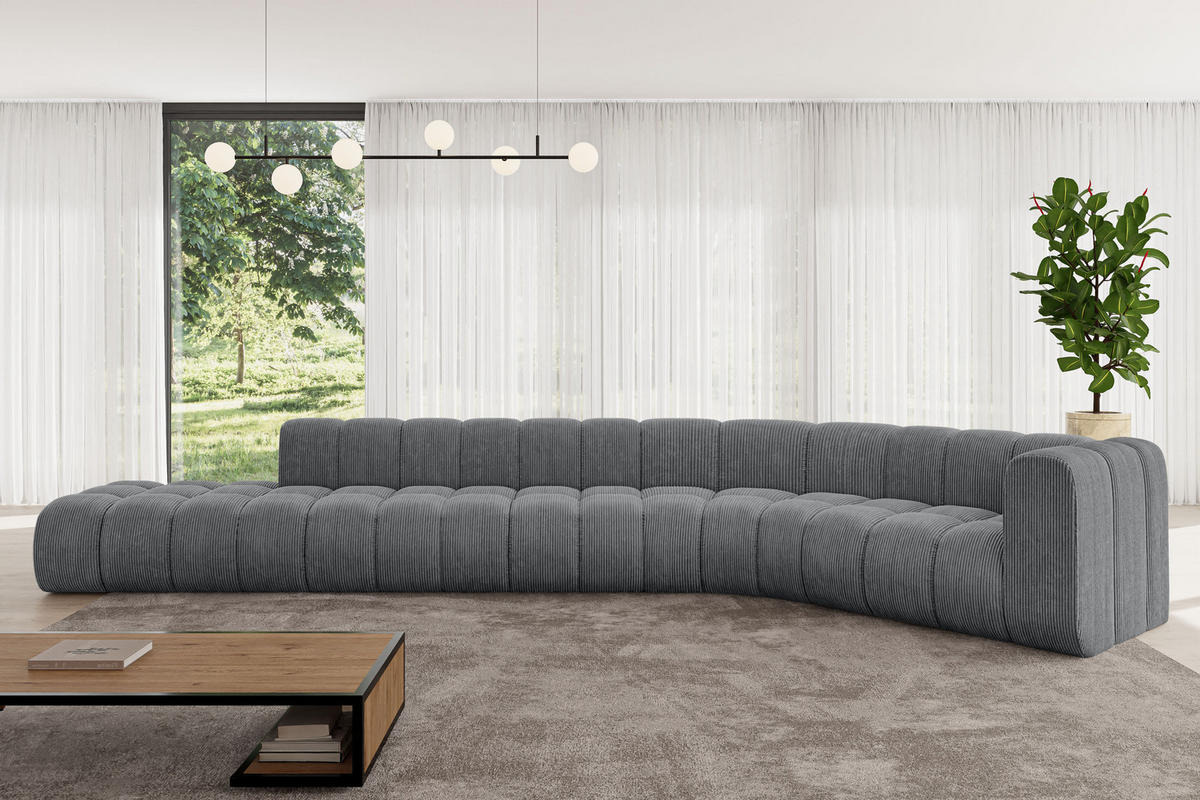 ECKSOFA modulares Sofa Tilmo-L2 - 490x194x70 cm Dunkelgrau - Dunkelgrau, Holzwerkstoff/Textil (490/194cm) - ALTDECOR