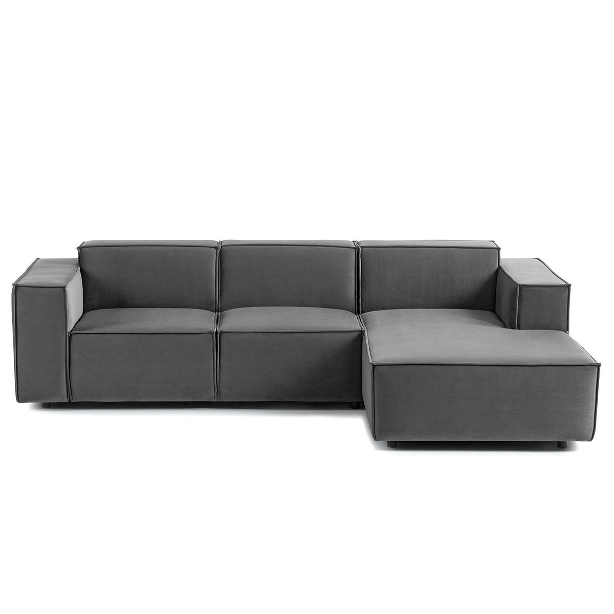 ECKSOFA mit Longchair - Schwarz/Grau, Kunststoff/Textil (260/177cm) - home24