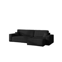 ECKSOFA Mit Schlaffunktion Und Bettkasten, Eckcouch BEST XL Stoff Poso Dicker Cord Schwarz Rechts - Schwarz, Holz/Kunststoff (274/142cm) - Kaiser Möbel