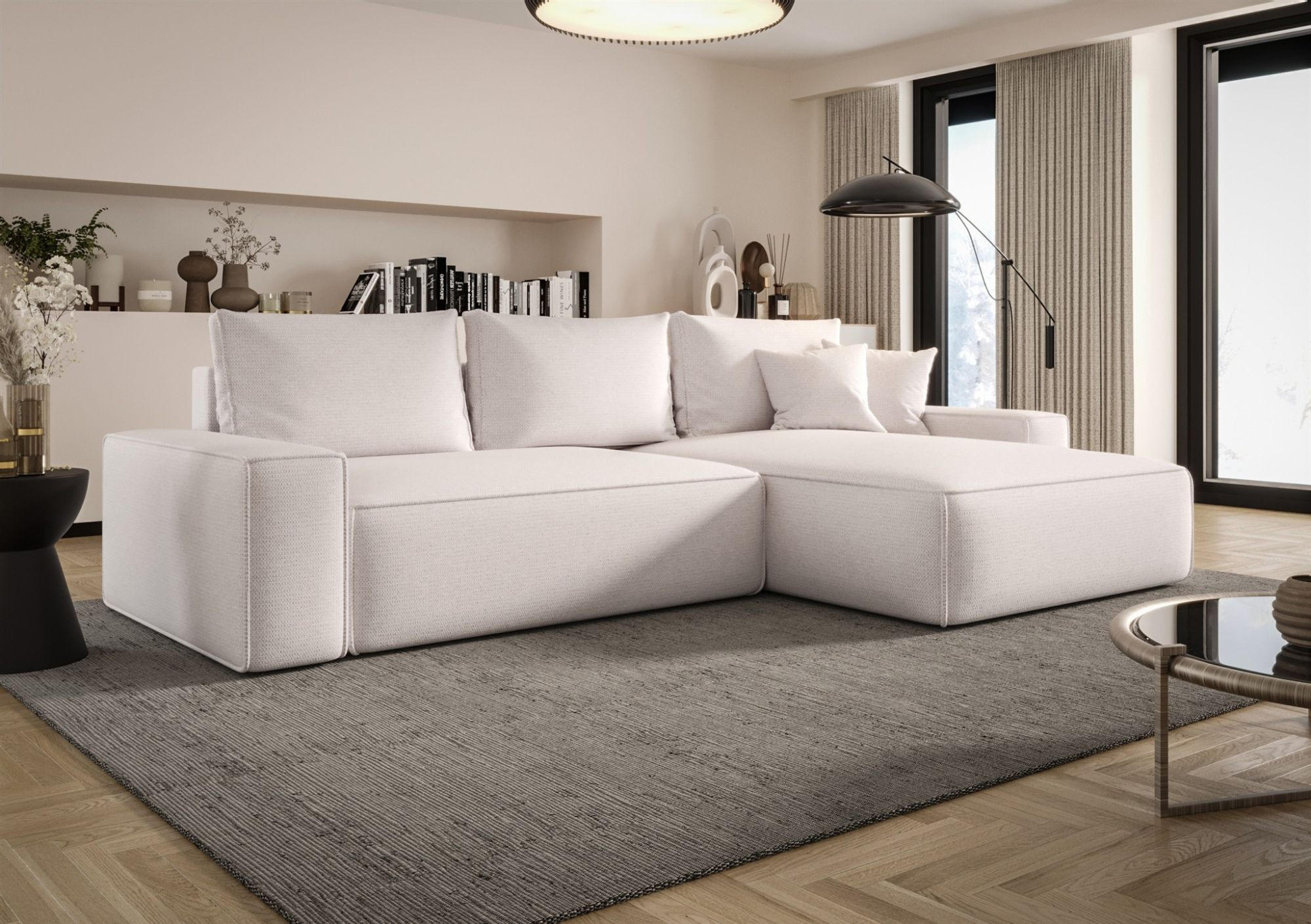 ECKSOFA Walken Mit Schlaffunktion - Weiß, Holzwerkstoff/Textil (280/185cm) - Fun Möbel