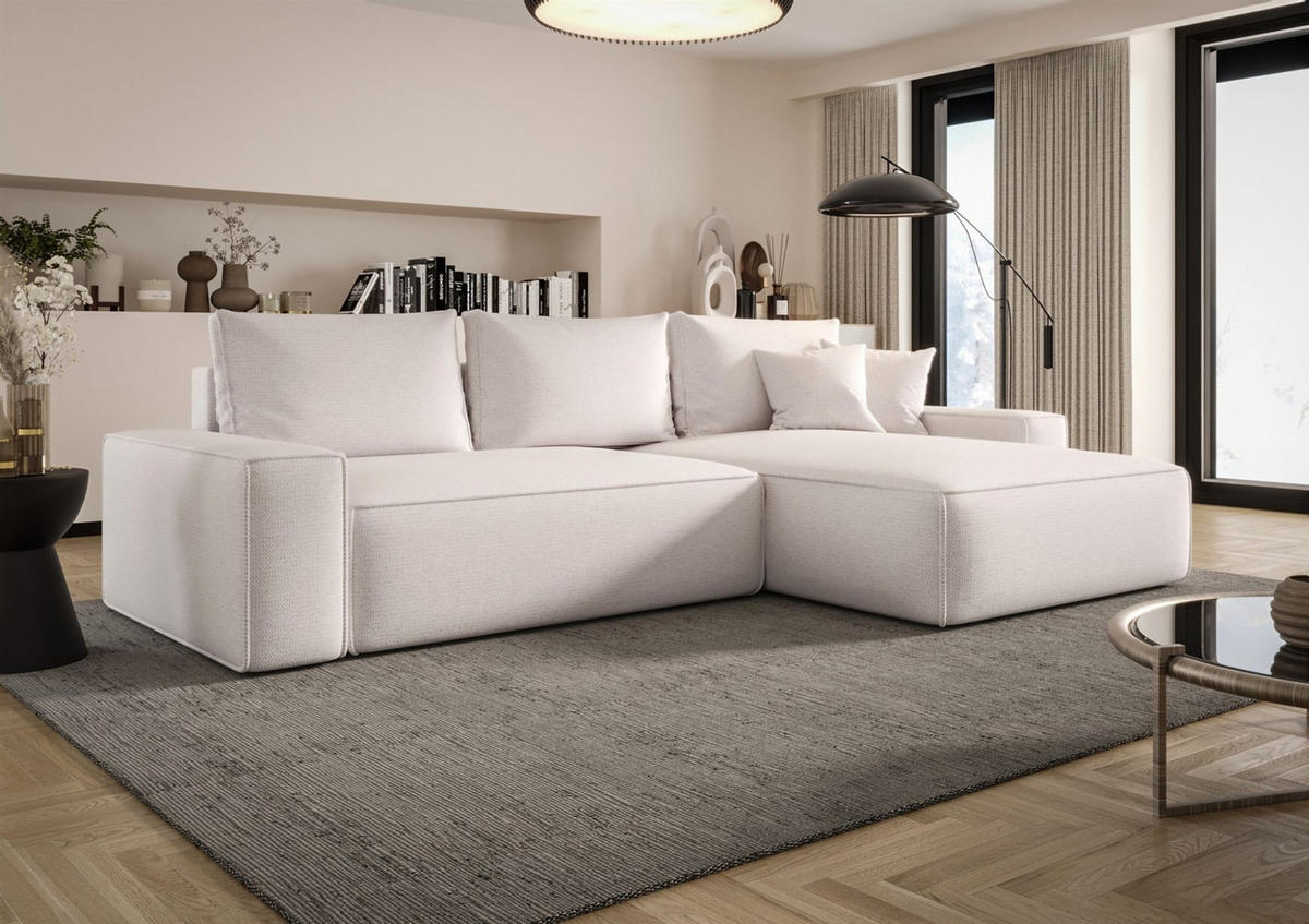 ECKSOFA Walken Mit Schlaffunktion - Weiß, Holzwerkstoff/Textil (280/185cm) - Fun Möbel