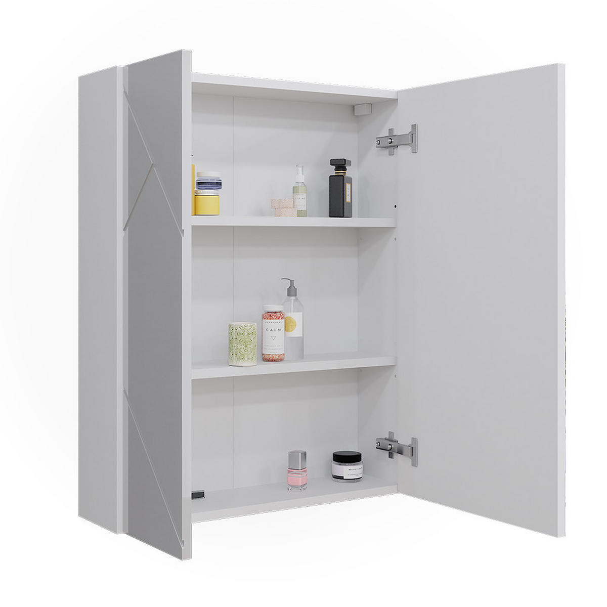 BADSPIEGELSCHRANK Irma Weiß Hochglanz 60 x 75 cm - Weiß Hochglanz/Weiß, Holzwerkstoff (60/75/17.2cm) - Vicco