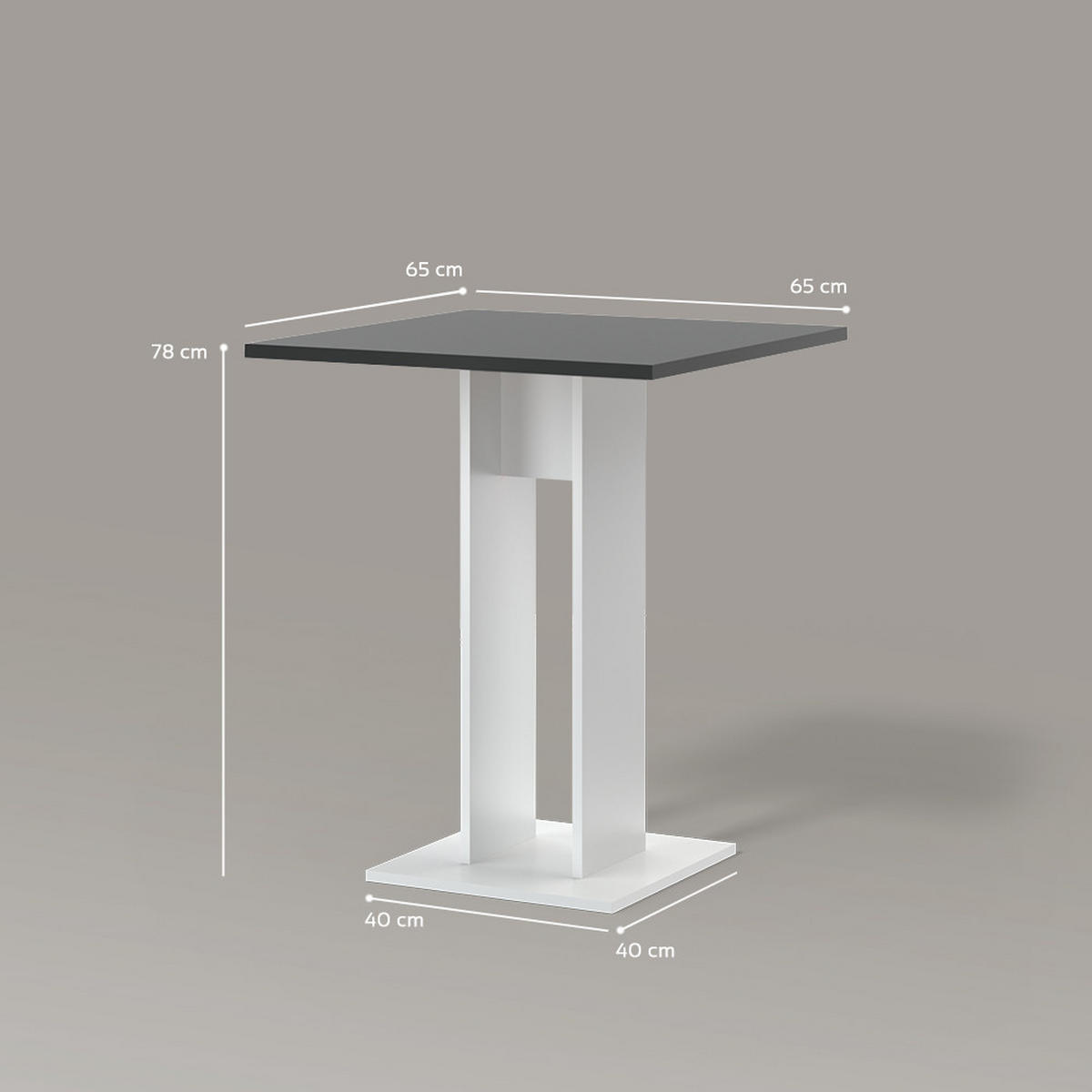 ESSTISCH Regusa Weiß/Anthrazit 65 x 78 cm - Anthrazit/Weiß, Holzwerkstoff (65/65/78cm) - Livinity®