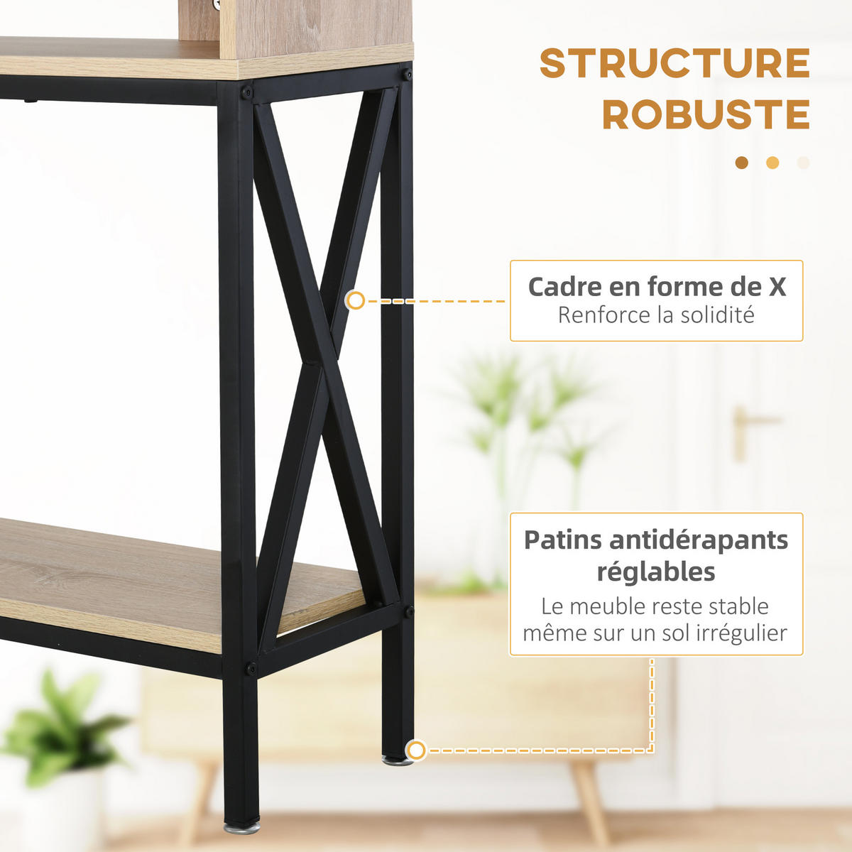 KONSOLENTISCH DE-16807 Holzoptik & Schwarz - Beige, Holzwerkstoff (120/23/75cm) - ComfortXL