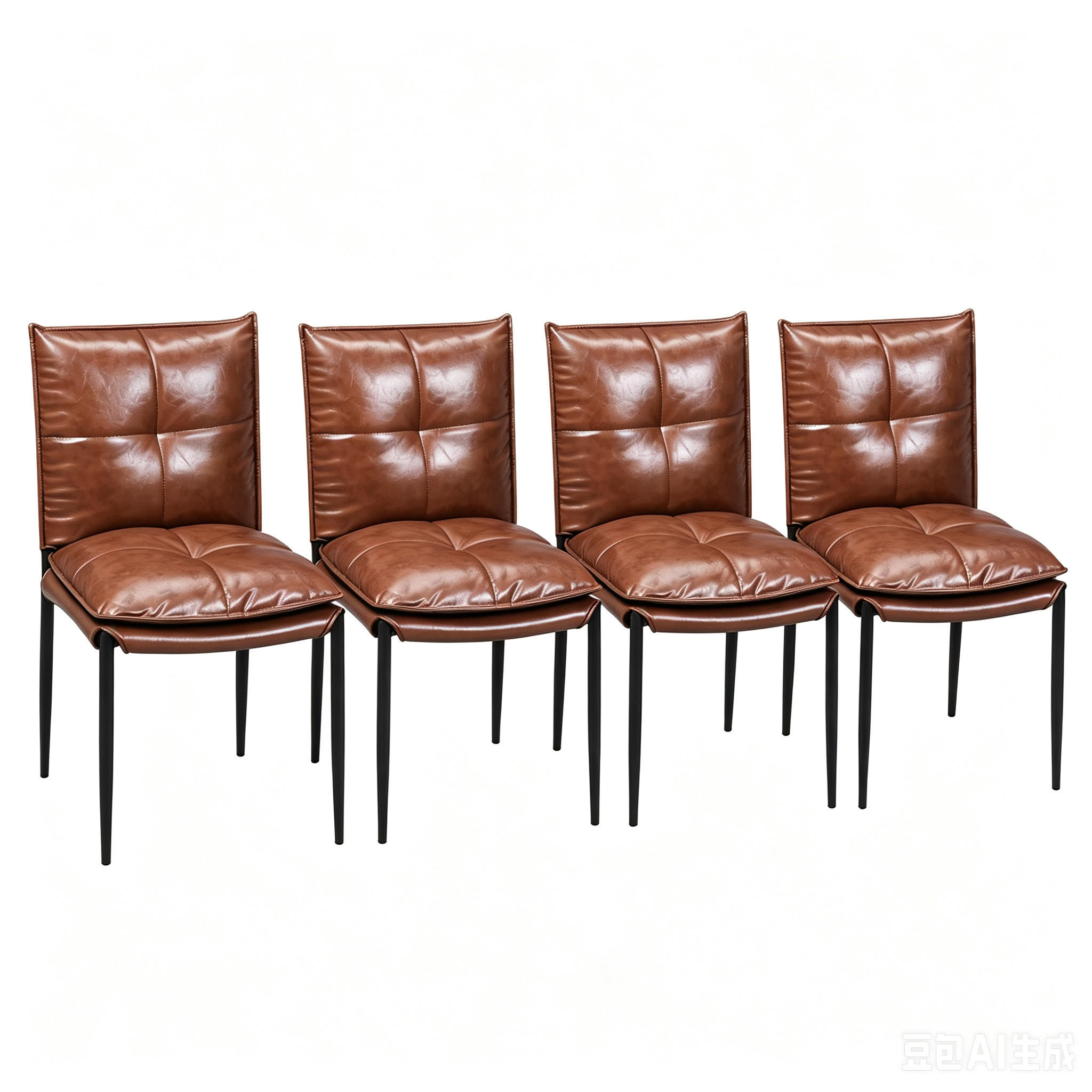 STUHL-SET DE-36235 4 Stück mit Kunstlederbezug Braun - Braun, Metall (55/87/48cm) - ComfortXL