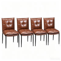 STUHL-SET DE-36235 4 Stück mit Kunstlederbezug Braun - Braun, Metall (55/87/48cm) - ComfortXL