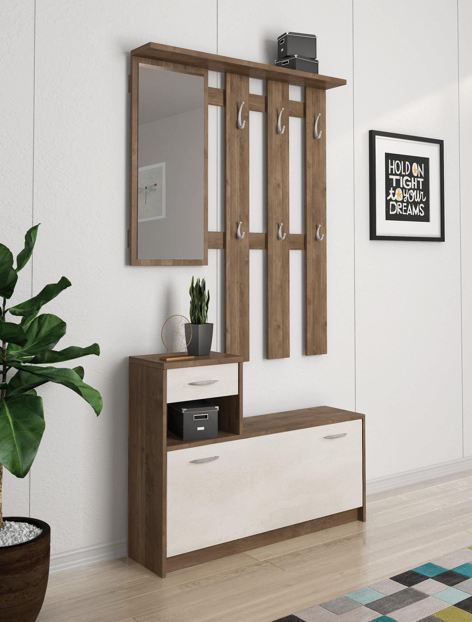 GARDEROBE Holz-Effekt Weiße Eiche 25x100h180 - Alteiche/Weiß, Holzwerkstoff (100/190/25.5cm) - DMORA