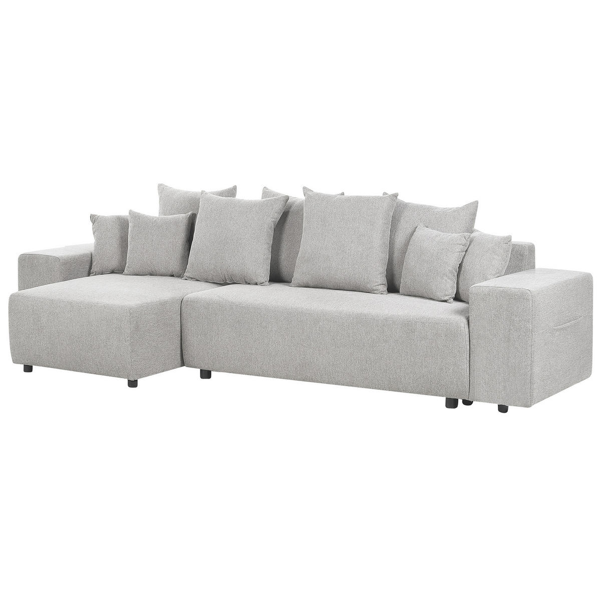 3-SITZER-ECKSOFA hellgrau linksseitig mit Schlaffunktion Stauraum Luspa - Schwarz/Grau, Textil (294/130cm) - Beliani