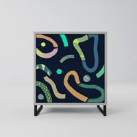 SIDEBOARD CONTRAST DANCE, Grau, 57,5x42x67,5 cm, Schwarze Metall-Rahmenfüße - Multicolor/Schwarz, Holzwerkstoff/Metall (57.5/67.5/42cm) - SpaceRebels