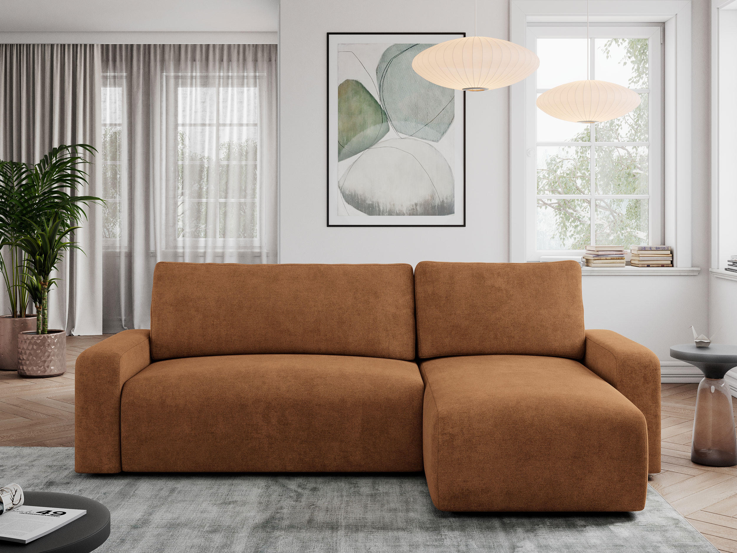 ECKSOFA ARGOS Orange Struktur - Schwarz/Orange, Kunststoff/Textil (245/150cm) - MKS