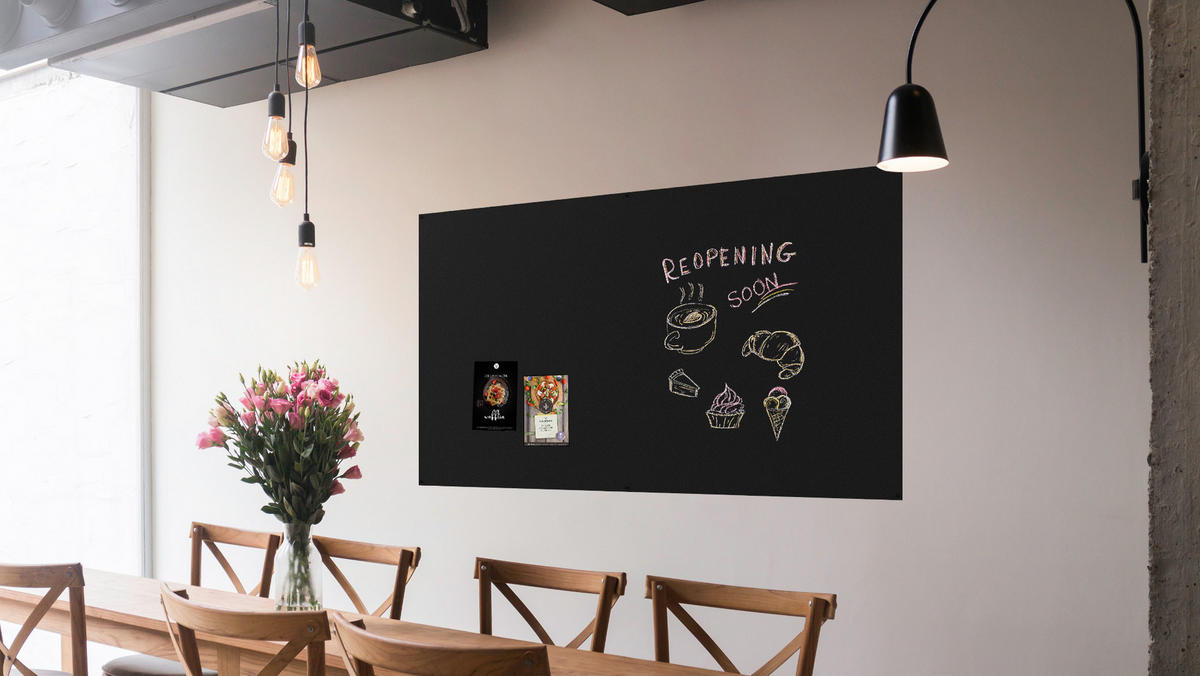 MAGNETPLATTE rahmenloses SLIMboard - Kreideoberfläche - 200x120 cm - Schwarz, Metall (200/120/0.3cm) - ALLboards