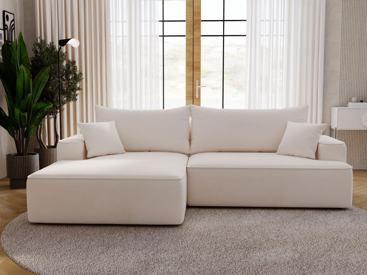 ECKSOFA California Creme Links - Creme, Holz/Textil (165/270cm) - Graingold