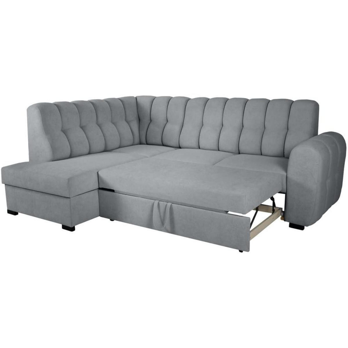 ECKSCHLAFSOFA Zoja links hellgrau - Hellgrau/Schwarz, Textil (261/193cm) - Beautysofa