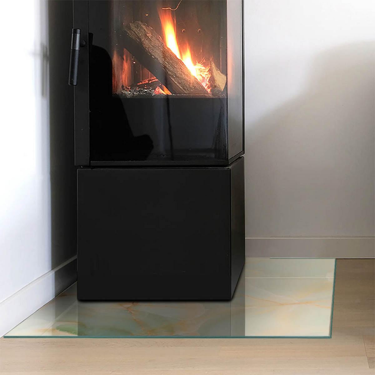 GLASPLATTE für Kamin 60x60 cm Türkis - Türkis, Glas (60/60/0.4cm) - ArtPrintCave