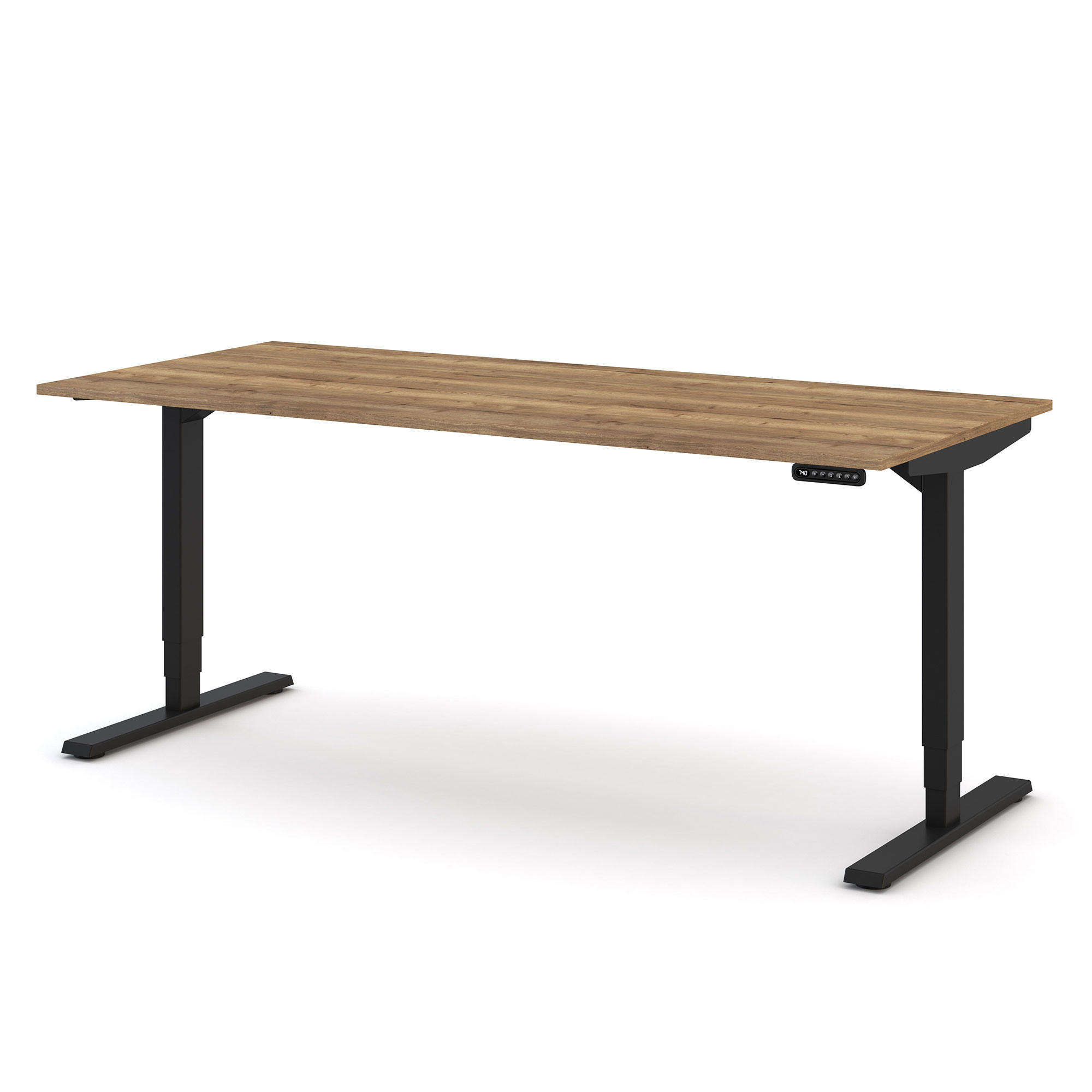 SCHREIBTISCH Elektrisch höhenverstellbarer Schreibtisch Y-Line Eiche Tabak Schwarz 180/80/62-127cm - Eiche Wotan/Schwarz, Holzwerkstoff/Metall (80/180/127cm) - ASSMANN