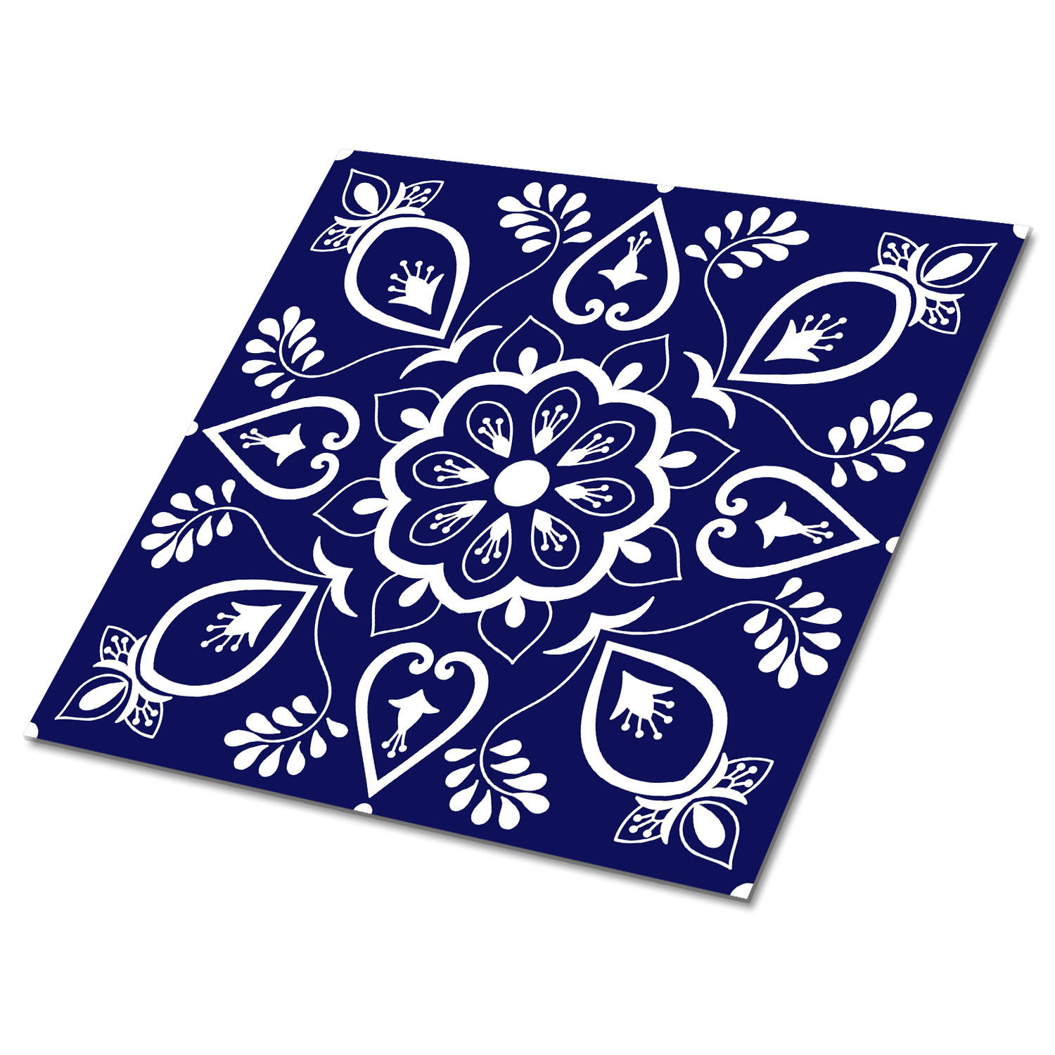 FLIESENAUFKLEBER 9 Stück 30x30 cm selbstklebend Portugiesisches Azujelo - Blau, Textil (30/1.6/30cm) - TULUP
