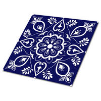 FLIESENAUFKLEBER 9 Stück 30x30 cm selbstklebend Portugiesisches Azujelo - Blau, Textil (30/1.6/30cm) - TULUP
