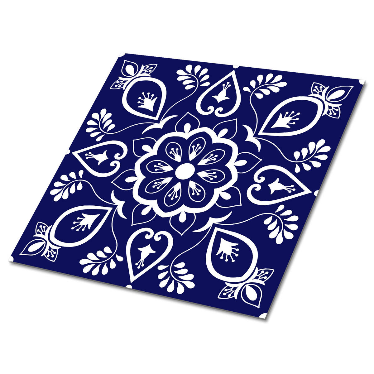 FLIESENAUFKLEBER 9 Stück 30x30 cm selbstklebend Portugiesisches Azujelo - Blau, Textil (30/1.6/30cm) - TULUP
