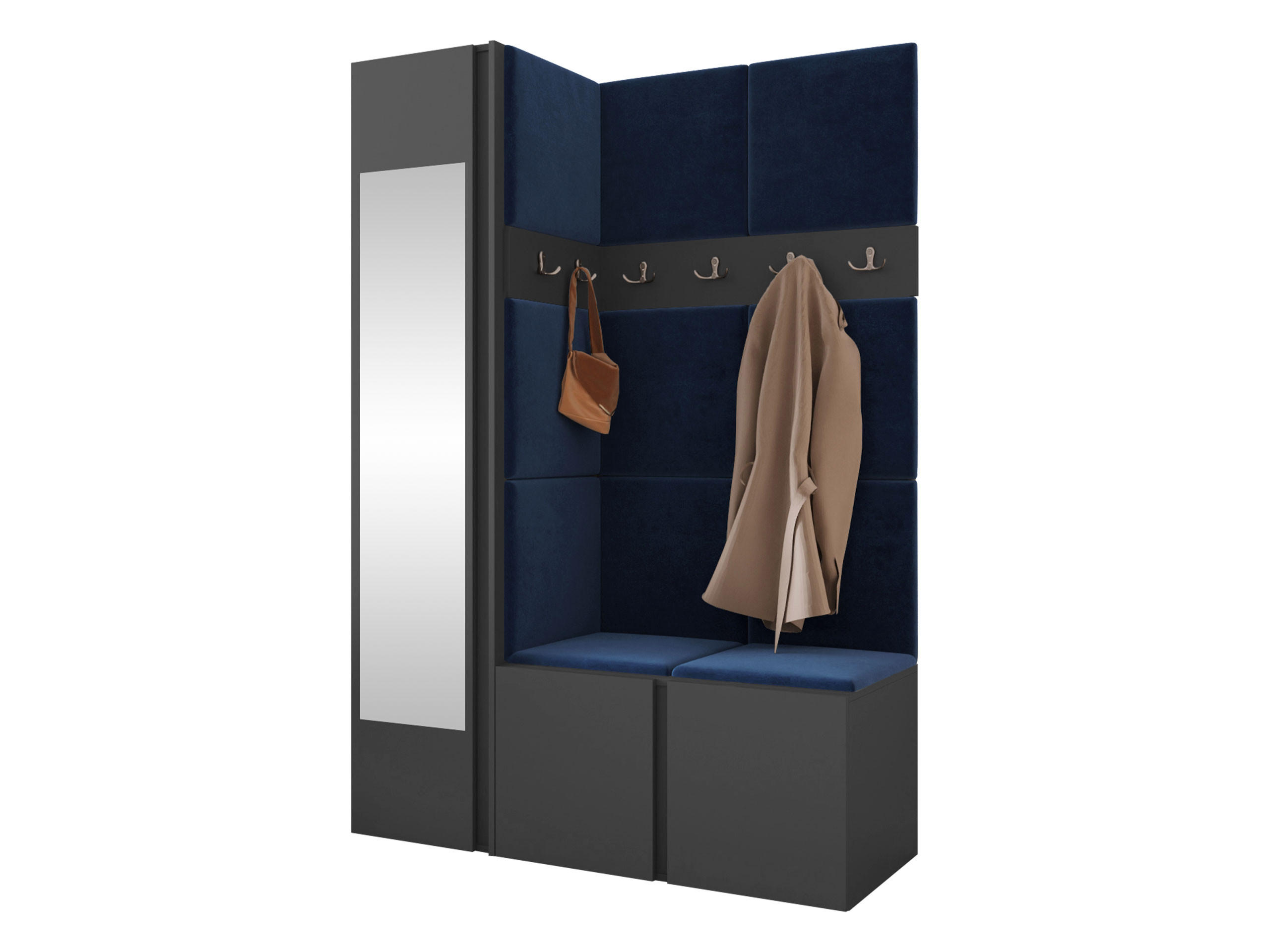 Mirjan24 Garderoben-Set Graphit, Blau 124x186x46 cm
