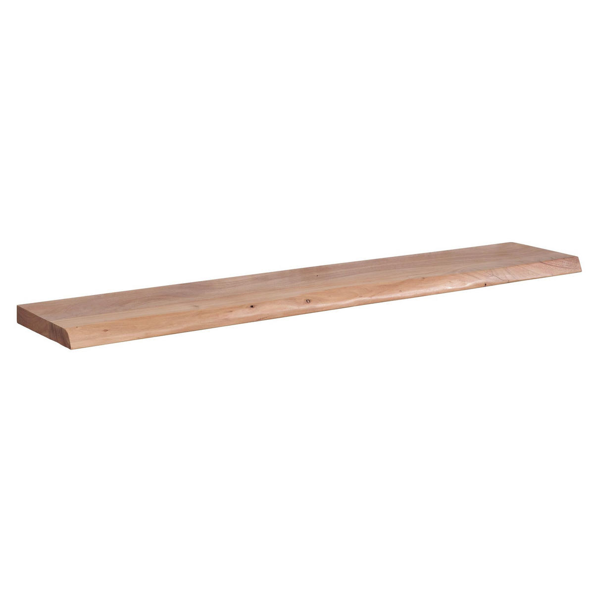 WANDREGAL Akazienholz Baumkante Rustikal, Beige 140x26x4 cm - Beige, Holz (140/4/26cm) - KADIMA DESIGN