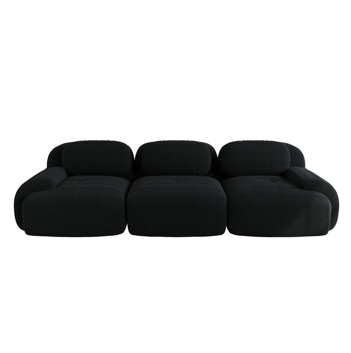 ECKSOFA aus Cordstoff Schwarz 298x103x70 cm, modular kombinierbar und ohne Montage - Schwarz, Textil (103/298cm) - IVMEU