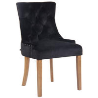 STUHL Samt schwarz - Schwarz/Naturfarben, Holz/Textil (55/92/58cm) - CLP