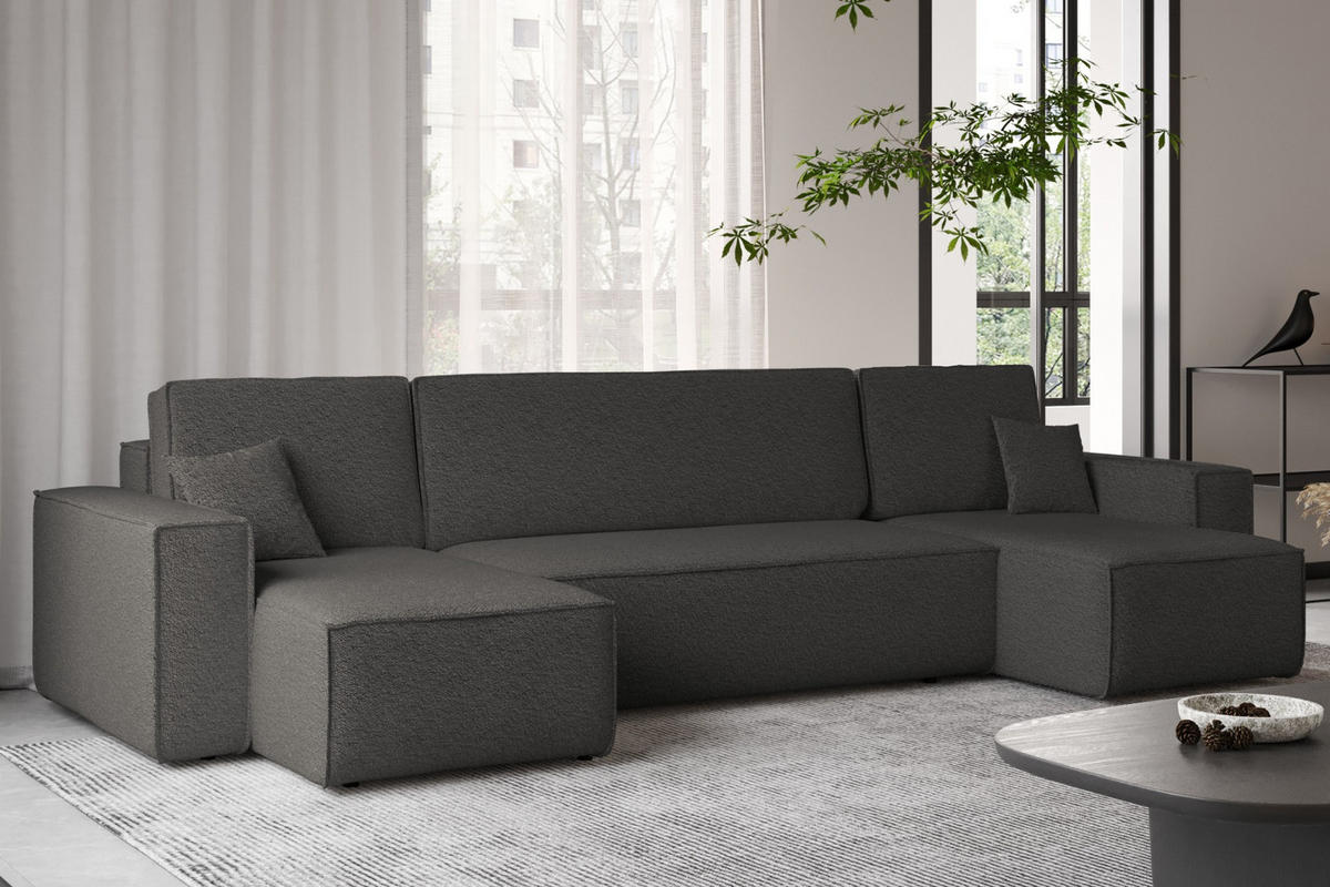 ECKSOFA Mit Schlaffunktion Und Bettkasten U-form BEST stoff Abriamo Graphit - Graphitfarben, Holz (98/312cm) - Kaiser Möbel