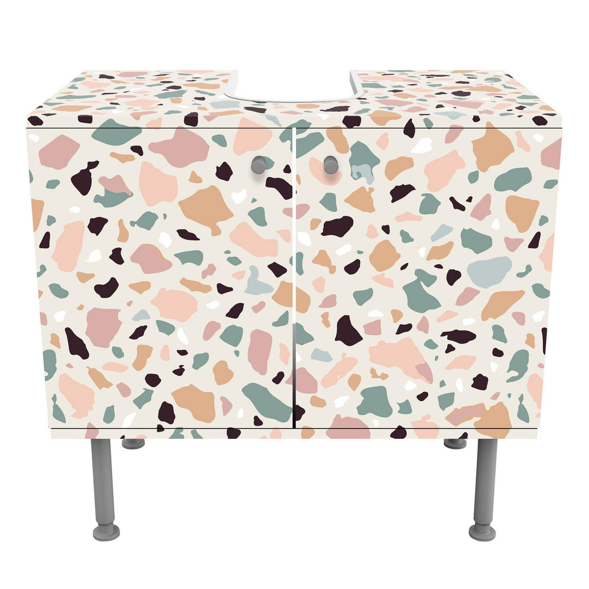 WASCHBECKENUNTERSCHRANK Terrazzo Muster Napoli 60/55/35 cm - Rosa, Holzwerkstoff (60/55/35cm) - Bilderwelten
