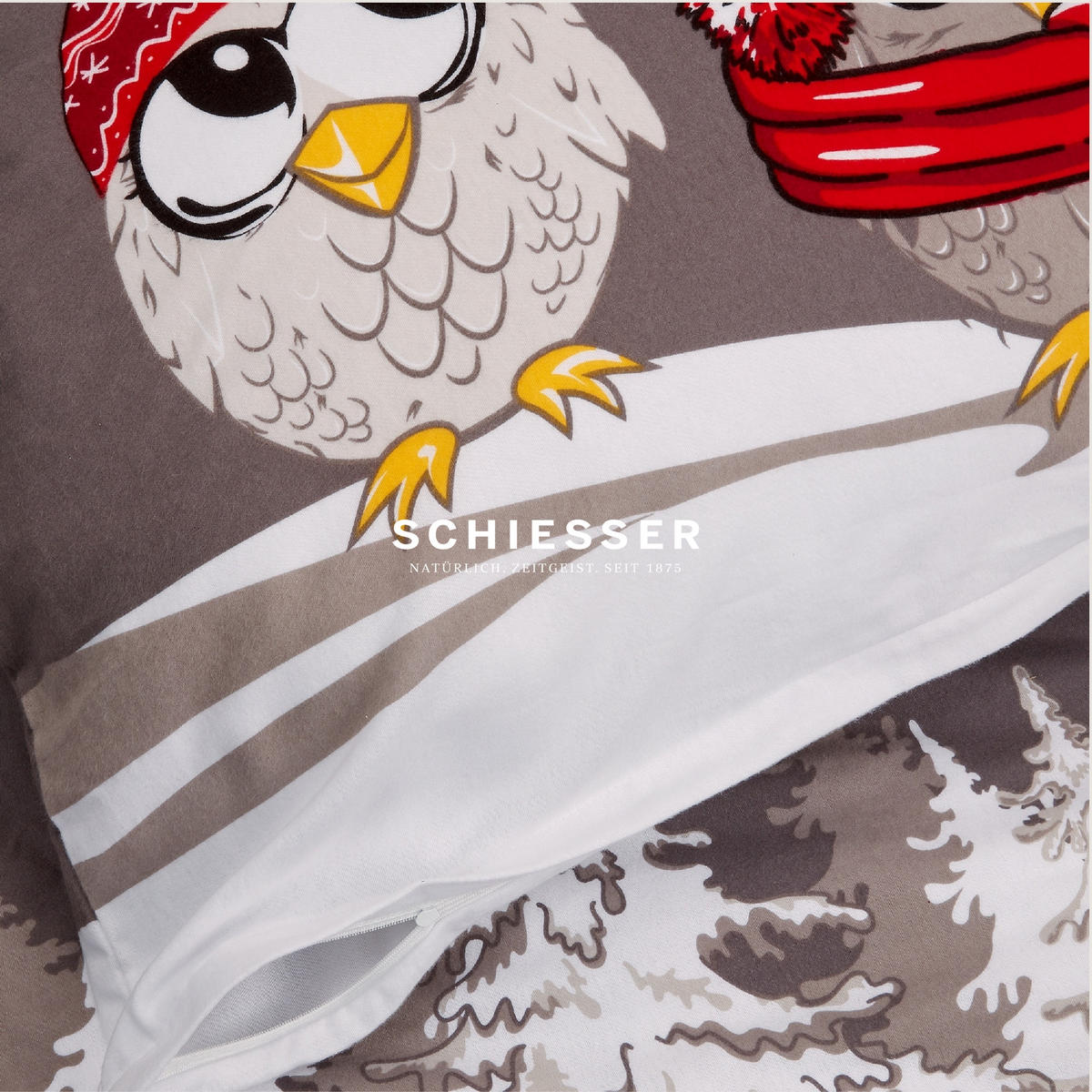 BETTWÄSCHESET Olsona - Feinbiber - 2-teilig - 155 x 220 cm - Grau - Grau, Textil (155/220cm) - SCHIESSER