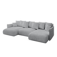 WOHNLANDSCHAFT mit Schlaffunktion und Bettkasten ONESK-U 317x177x72 Grau Cord - Grau, Holzwerkstoff/Kunststoff (317/72/177cm) - ALTDECOR