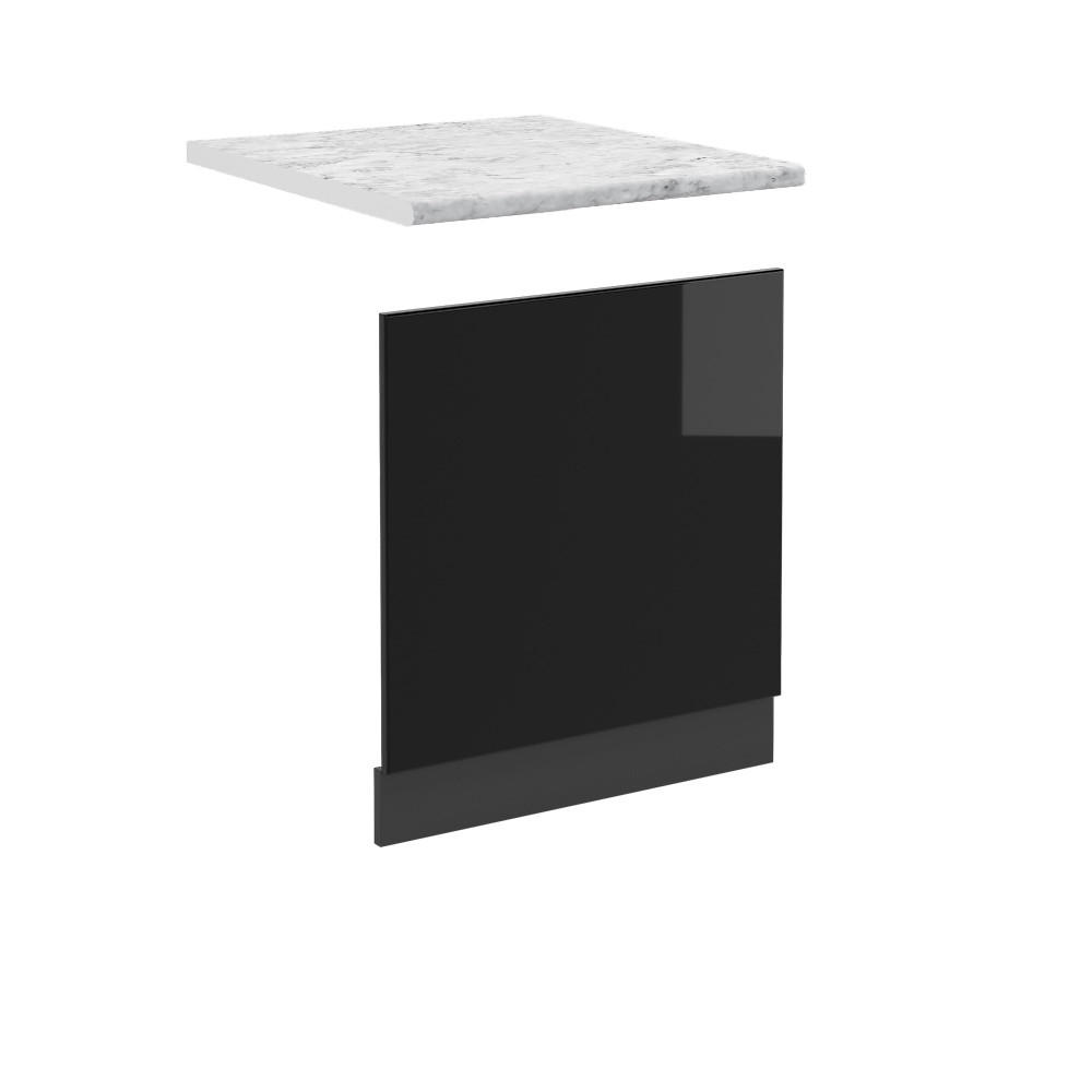FRONTBLENDE R-Line Schwarz Hochglanz 60 cm, AP Marmor - Schwarz Hochglanz/Anthrazit, Holzwerkstoff (60/57.2/1.6cm) - Vicco