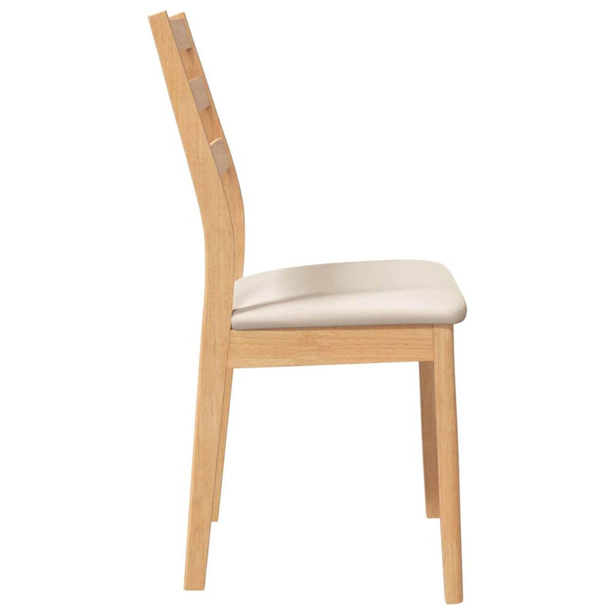 ESSZIMMERSTÜHLE mit Kissen 2 Stk. Natur Massivholz Gummibaum 48.5*49*90cm - Naturfarben/Weiß, Holz (48.5/90/49cm) - ZMH