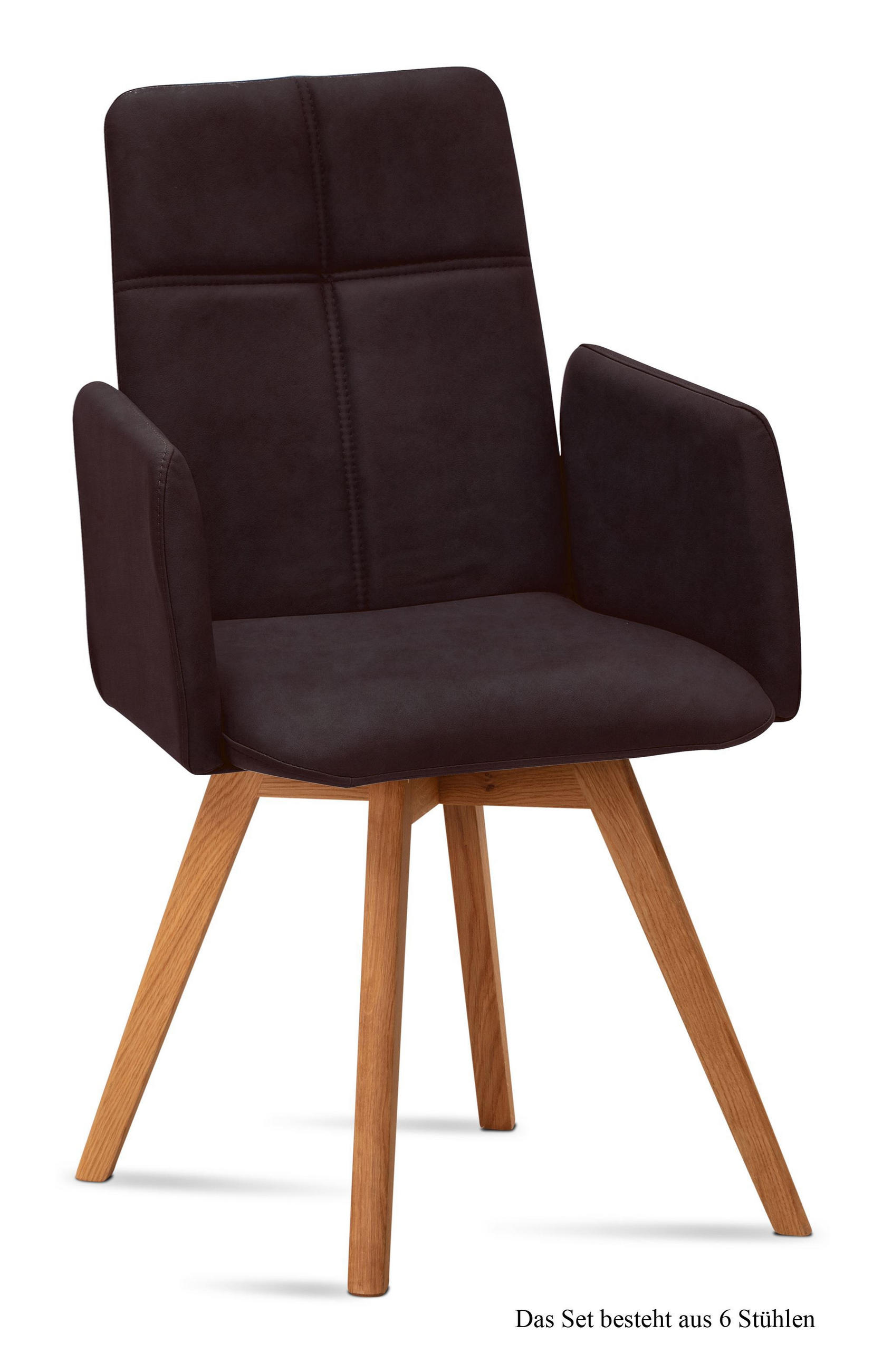 ARMLEHNSTUHL (6er-Set) Dinah 52x92x60 Eiche geölt/Espresso - Eichefarben/Dunkelbraun, Kunststoff (60/92/52cm) - 58aufmkessel