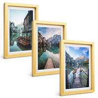 BILDER SET 3er Set - 20x30 cm Goldrahmen - See Berge Holzboote - Goldfarben, Kunststoff (20/30cm) - TULUP