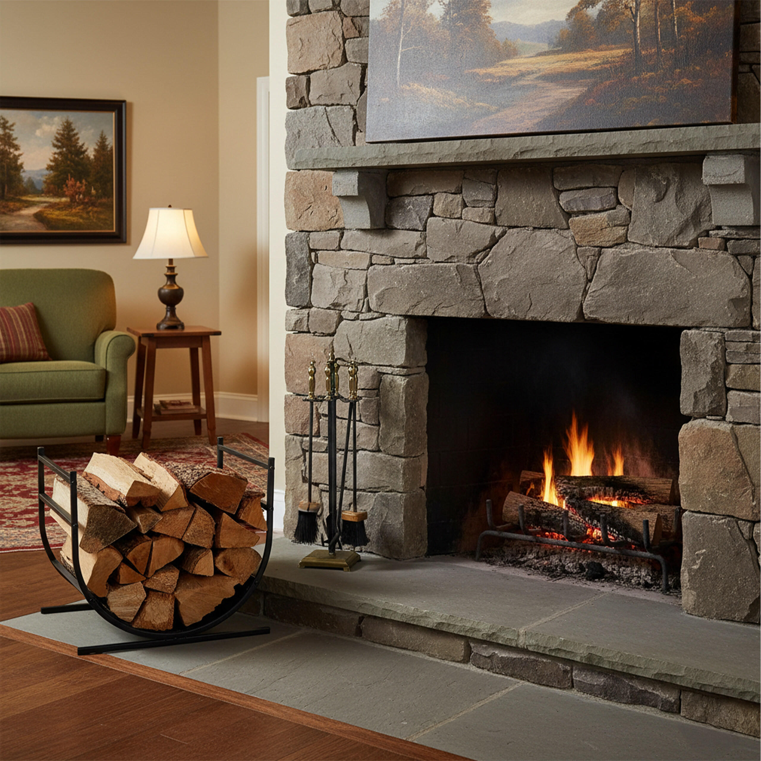 KAMINHOLZREGAL - Schwarz, Metall (46/40/38cm) - Relaxdays