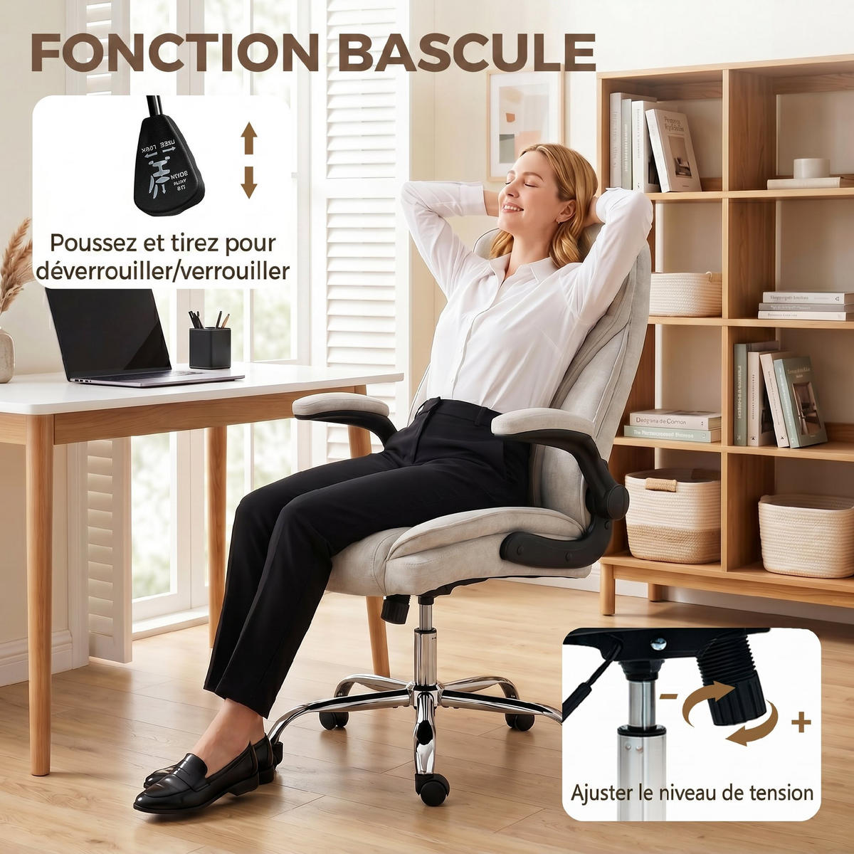 BÜROSTUHL Beige 70/70/114-122 cm - Beige, Textil (70/122/70cm) - PANGIVO